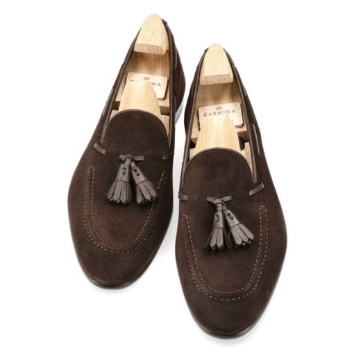 Carmina 80545 Unlined Tassel Loafer Brown Suede - Image 3