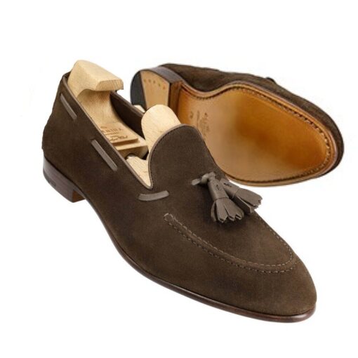 Carmina 80545 Unlined Tassel Loafer Brown Suede - Image 2