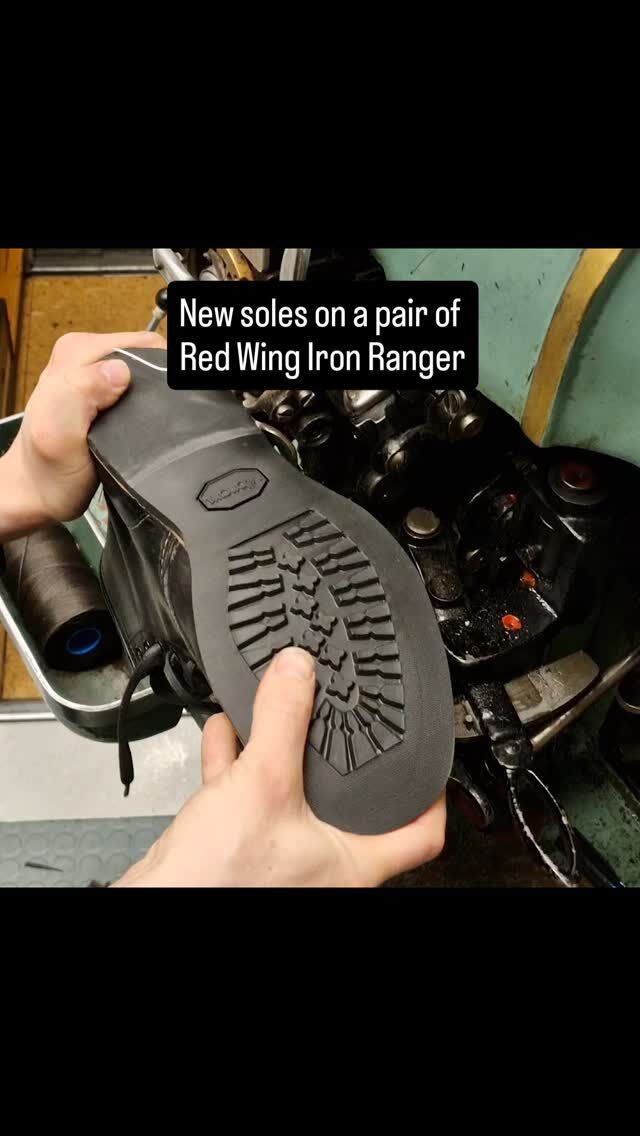White stitching #shoerepair on a pair of #redwingshoes Blacksmiths in #stockholm